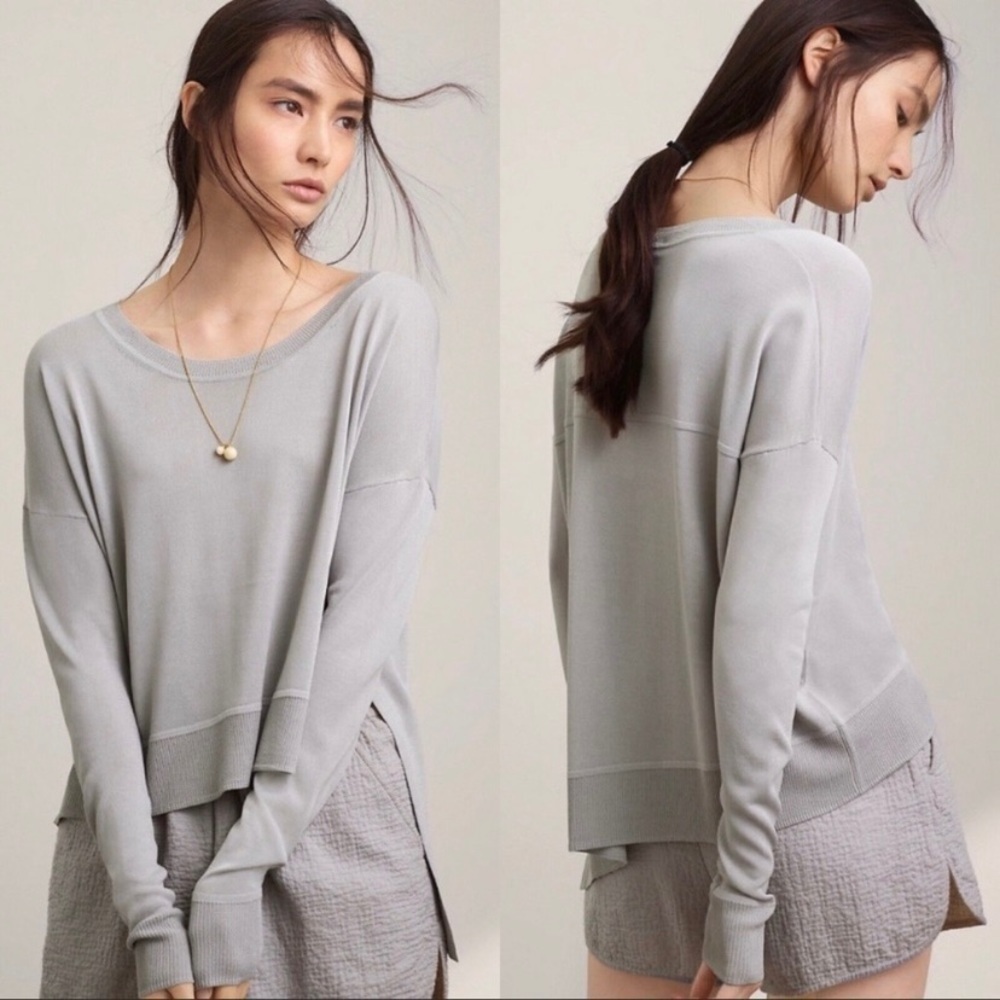 Wilfred Aritzia Librement Asymmetrical Sweater Oversized Long Sleeve Grey Medium